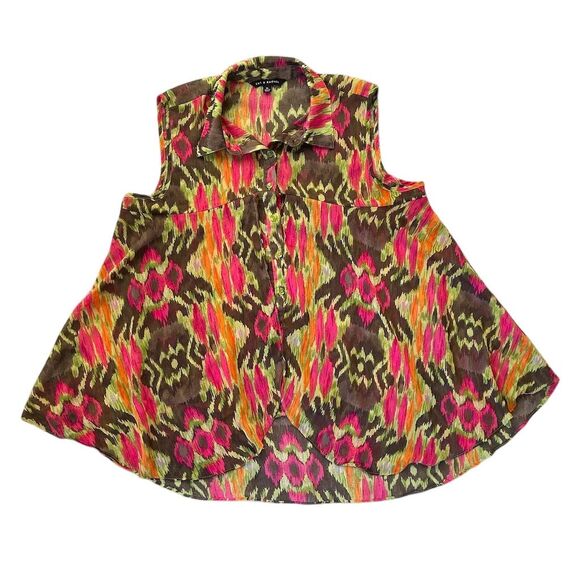 Zac & Rachel Women's XL Sleeveless Geometric Tunic Blouse Multicolor - Picture 6 of 6